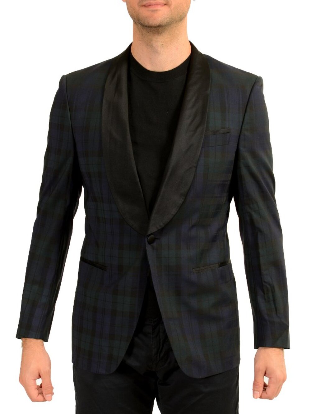 Hugo Boss Men's "Herwyn/Gewon" Slim Fit Plaid 100% Wool Tux Blazer US 38R IT 48R